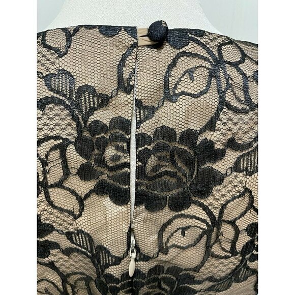 Women's Elizabeth Wayman New York Black Lace Shift Dress Tan Lining Size 6 - Picture 5 of 7